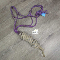 Hvy Thick Nylon Rope Halter, lead rope *gc/fair, v.stiff, dirt, stained, dingy, snags, frays
