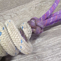 Hvy Thick Nylon Rope Halter, lead rope *gc/fair, v.stiff, dirt, stained, dingy, snags, frays
