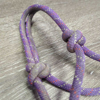 Hvy Thick Nylon Rope Halter, lead rope *gc/fair, v.stiff, dirt, stained, dingy, snags, frays
