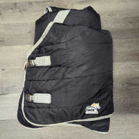 Hvy Quilt Winter Stable Blanket, 2 legs *gc, clean, repairs, edges: sm hole & rubs, mnr snags, scratches & holes

