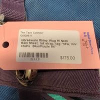 Hi Neck Rain Sheet, tail strap, tag *new, mnr stains
