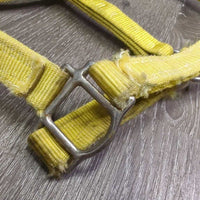 Thick Stiff Nylon Halter *gc/fair, stains, stretched & frayed holes, edge rubs & frays, older
