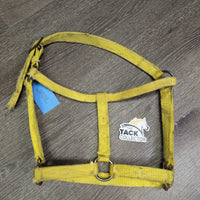 Thick Stiff Nylon Halter *gc/fair, stains, stretched & frayed holes, edge rubs & frays, older
