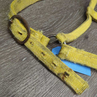 Thick Stiff Nylon Halter *gc/fair, stains, stretched & frayed holes, edge rubs & frays, older
