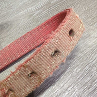 Thick Stiff Nylon Halter *gc/fair, v.faded, discolored, stains, frayed & sliced edges, unstitched, older, frayed holes, v.rusty
