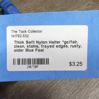 Thick Soft Nylon Halter *gc/fair, clean, stains, frayed edges, rusty, older

