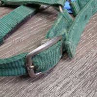 Thin Stiff Nylon Halter, 2x adjustable *gc/fair, stains, rusty, faded, rough, older
