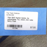 Thin Stiff Nylon Halter, 2x adjustable *cc, clean, mnr rubs
