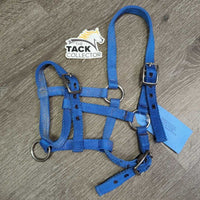 Thin Stiff Nylon Halter, 2x adjustable *gc, mnr dirty, rubs & edge frays
