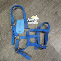 Thin Stiff Nylon Halter, 2x adjustable *gc, mnr dirty, rubs & edge frays
