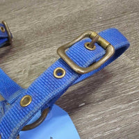 Thin Stiff Nylon Halter, 2x adjustable *gc/fair, stains, rusty, faded, rough, older, oxidized, loose & rusty grommets

