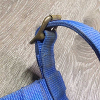 Thin Stiff Nylon Halter, 2x adjustable *gc/fair, stains, rusty, faded, rough, older, oxidized, loose & rusty grommets
