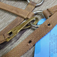 Thin Stiff Nylon Halter, 2x adjustable, Spring Snap *gc/fair, stains, dirt, edge rubs & frays, xholes
