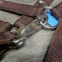 Thin Stiff Nylon Halter, spring snap, slide buckle *vgc, clean, older, mnr dirty & bubbled hardware
