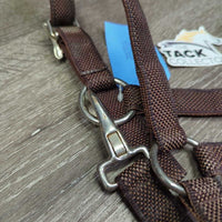 Thin Stiff Nylon Halter, spring snap, slide buckle *vgc, clean, older, mnr dirty & bubbled hardware

