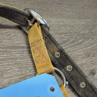 Thick Padded Nylon Halter, snap, adj *gc/fair, dirty, faded, stains, discolored, rusty, knotted
