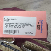 Rain Sheet, tail, bag, tags *like new, wpf, clean
