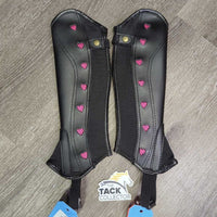 JUNIORS Synthetic Leather Half Chaps "Hearts", bag *new
