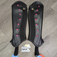 JUNIORS Synthetic Leather Half Chaps "Hearts", bag *new
