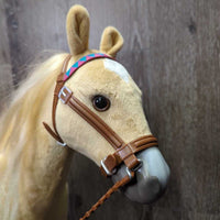 My Life Plastic Barn & 2 Horses, Saddles, Pads & Bridles, 1 wheelbarrow & pitchfork *vgc/gc, clean, mnr rubs, marker, no purple reins
