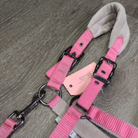Fleece - Nylon Halter, adj, snap, braided lead *gc, stains, dingy, mnr dirt, hair, pilly, snags, threads
