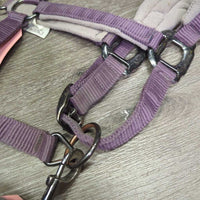 Fleece - Nylon Halter, adj, snap, braided lead *gc, dirt, hair, stains, puckers, faded, pilly, snags, threads
