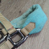 Fleece-Nylon Halter, adj, snap, braided lead *gc, dirt, stains, pilly, dents, hair, residue, rust, snags, frayed
