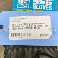 Style 1650, Deerskin Winter Rancher Gloves, Fleece Lined, Tags, *new
