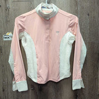 LS Sun Shirt, 1/4 Button Up, Snap Collar, *vgc, mnr stains
