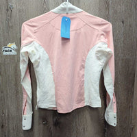LS Sun Shirt, 1/4 Button Up, Snap Collar, *vgc, mnr stains
