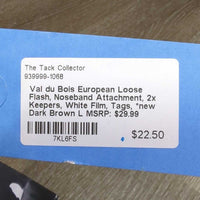 European Loose Flash, Noseband Attachment, 2x Keepers, White Film, Tags, *new
