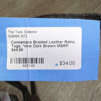 Braided Leather Reins, Tags, *new
