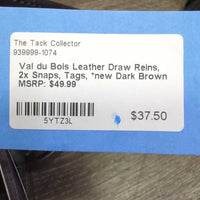 Leather Draw Reins, 2x Snaps, Tags, *new
