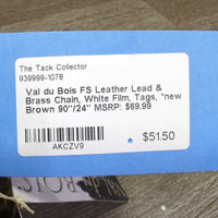 FS Leather Lead & Brass Chain, White Film, Tags, *new

