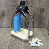 Pr Stirrup Irons, Rubber Pads, Tags, *new
