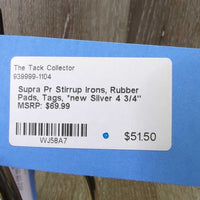 Pr Stirrup Irons, Rubber Pads, Tags, *new
