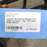 Wst Round Braided Trail Reins, 2x Snaps, Tag, *new
