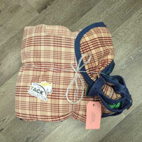 Insulated Rain Sheet, 2 legs *gc, clean, wpf, older, v.faded, repairs, snags, stains, pills, mnr hair
