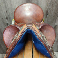 14 M *4" Syd Hill Leader Laureate Aussie Saddle, stirrup leathers, over girth, Narrow Aluminum Western Stirrups, 33" cotton string girth, Flaps: 18"L x 12"W Serial # 65764
