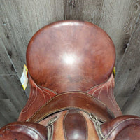 14 M *4" Syd Hill Leader Laureate Aussie Saddle, stirrup leathers, over girth, Narrow Aluminum Western Stirrups, 33" cotton string girth, Flaps: 18"L x 12"W Serial # 65764
