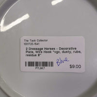 2 Dressage Horses - Decorative Plate, Wire Hook *vgc, dusty, rubs, residue
