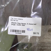 Plastic Dog House, 5 Assorted Dogs, water Dish
