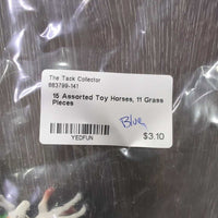 15 Assorted Toy Horses, 11 Grass Pieces
