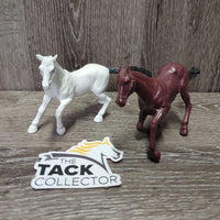 2 Running Toy Horses *gc, rubs, stains?dirt
