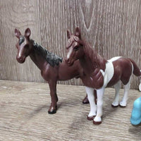 4 Assorted Toy Horses *gc, stains?dirt, rubs

