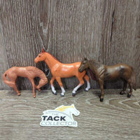 3 Assorted Toy Horses *gc, stains, rubs & scratches
