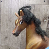 Light Plastic Toy Horse, Mane & Tail *gc, rubs, scratches, stains, faded spots
