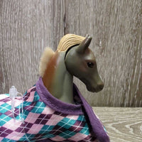 Vintage Collector's Foal, Moveable Head & Plaid Blanket

