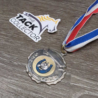 Horse Show Award Silver Medal with Neck Ribbon *vgc, creases, mnr scuffs, rubs & scratches, older
