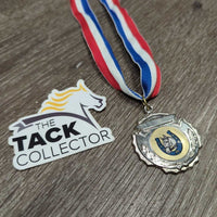Horse Show Award Silver Medal with Neck Ribbon *vgc, creases, mnr scuffs, rubs & scratches, older
